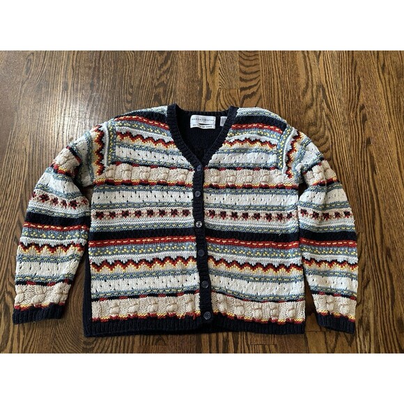 Vintage Marisa Christina‎ Hand Knit Silk/cotton/Wool Sweater Sz Medium Cardigan - Picture 2 of 9